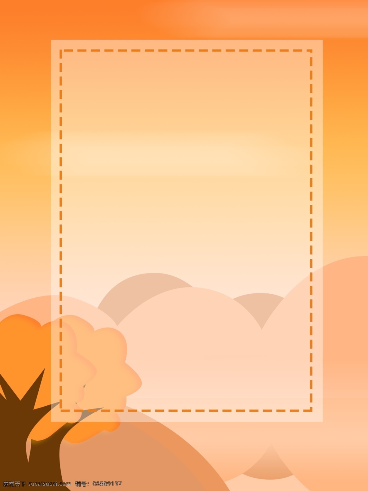 纯 原创 橙色 山峰 树木 背景 图 橙色背景 树 河流 云 简约 山