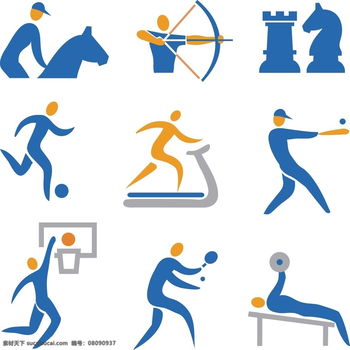 体育运动 人物 图标 抽象人物图标 创意 奥运会 亚运会 马术 射箭 国际象际 足球 煅炼 篮球 乒乓球 举重 矢量 标志 标签 logo 小图标 标识标志图标