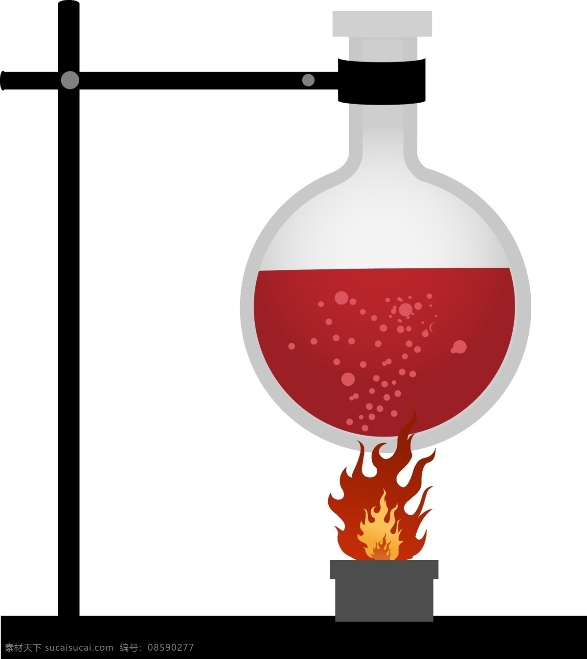 化学 仪器 烧瓶 插画 玻璃的烧瓶 卡通插画 化学插画 化学器具 化学仪器 化学工具 燃烧的火焰