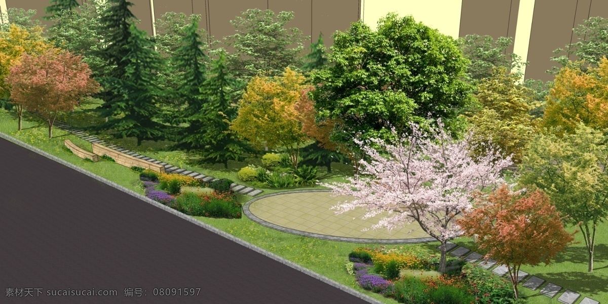 城市绿化 景观设计 节点 城市 室外 绿化 效果图 景观 园林设计 室外模型 3d设计模型 源文件