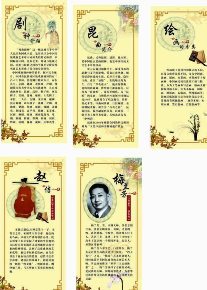 名人展板 艺术展板 校园展板 中国风 复古展板 文化艺术 传统文化