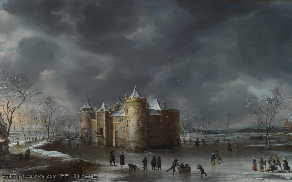 winter 西方 古典 风景 人物 天使 宗教 海洋 田园 印象派 写实主义 油画 装饰画 in muiden of castle the beerstraaten jan 高清 大师 国外 现代 装饰素材