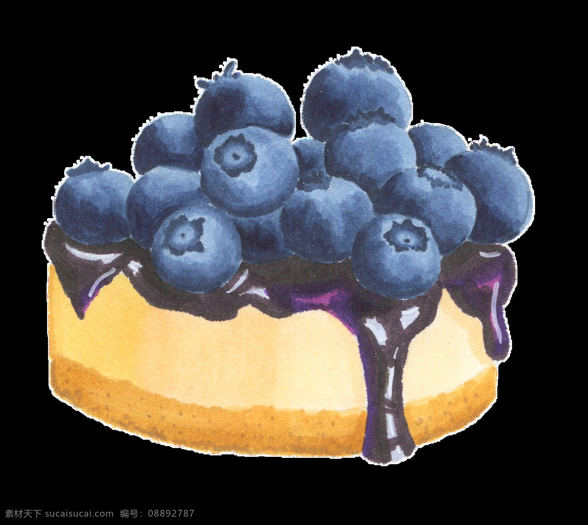 蓝莓 蛋糕 卡通 透明 装饰 抠图专用 设计素材