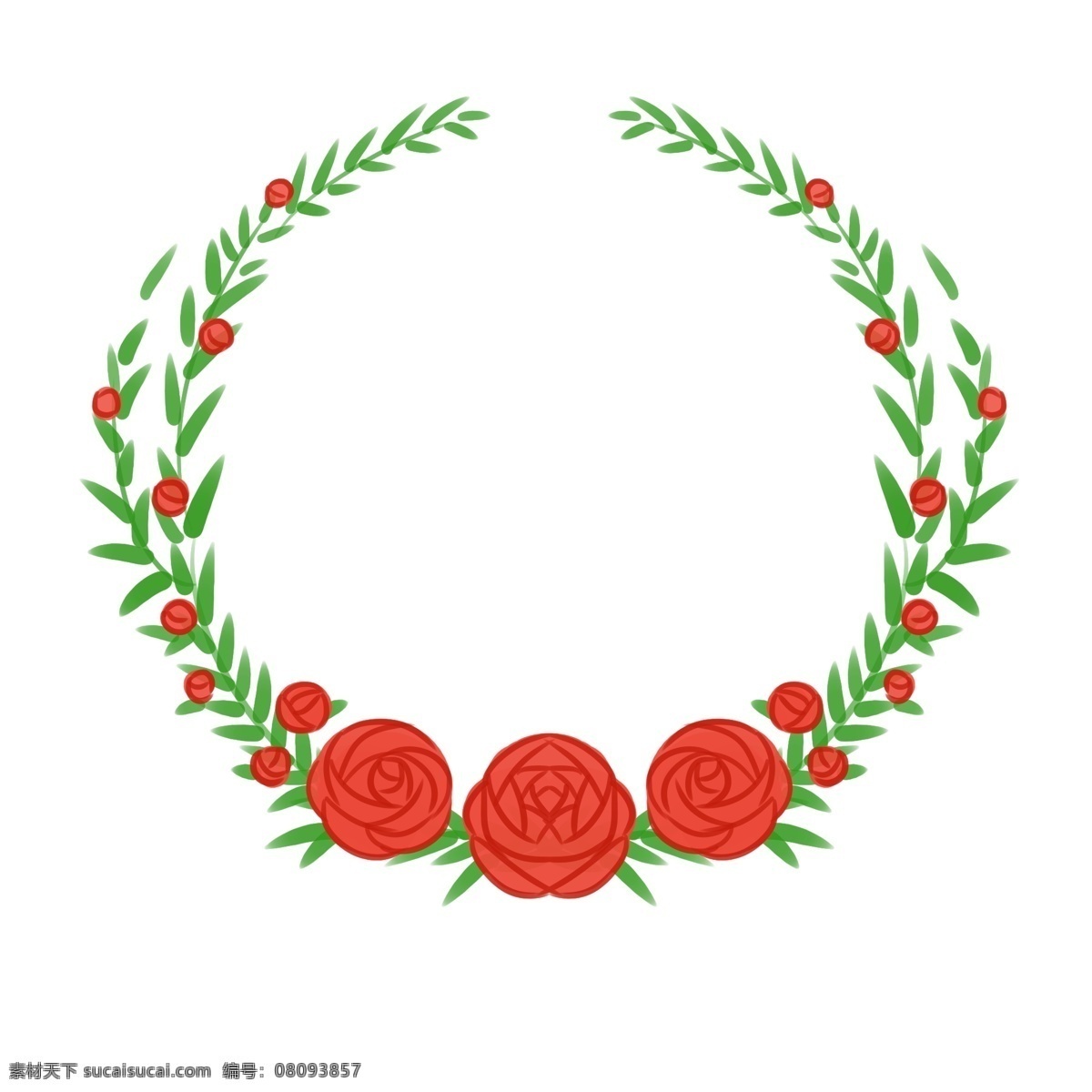 红色 玫瑰 花环 插图 玫瑰花环 玫瑰花