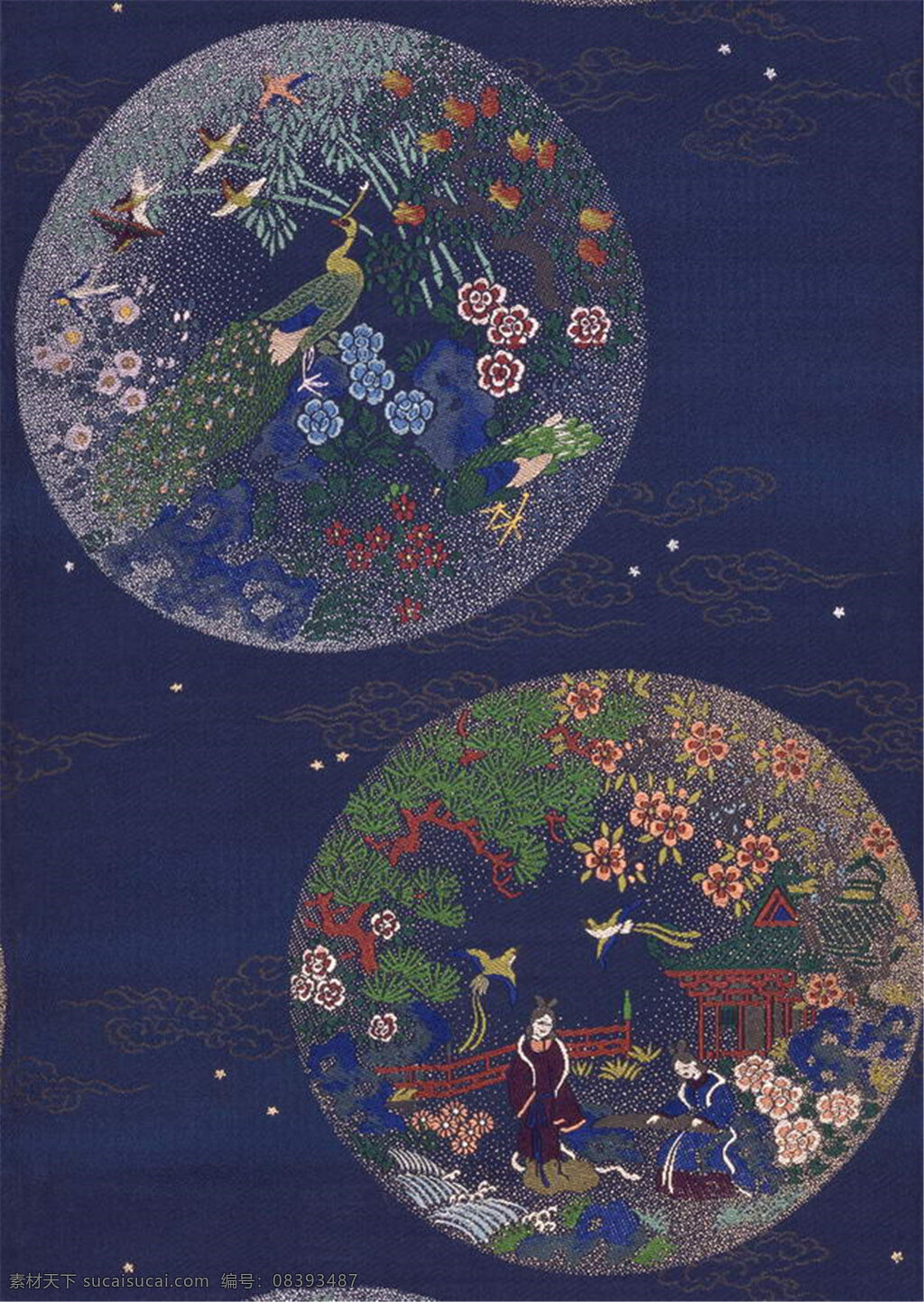 两 轮 圆月 花纹 壁纸 图 中式花纹背景 壁纸素材 无缝壁纸素材 欧式花纹 壁纸图片下载 矢量壁纸 装饰素材 装饰设计 布纹壁纸 花纹壁纸