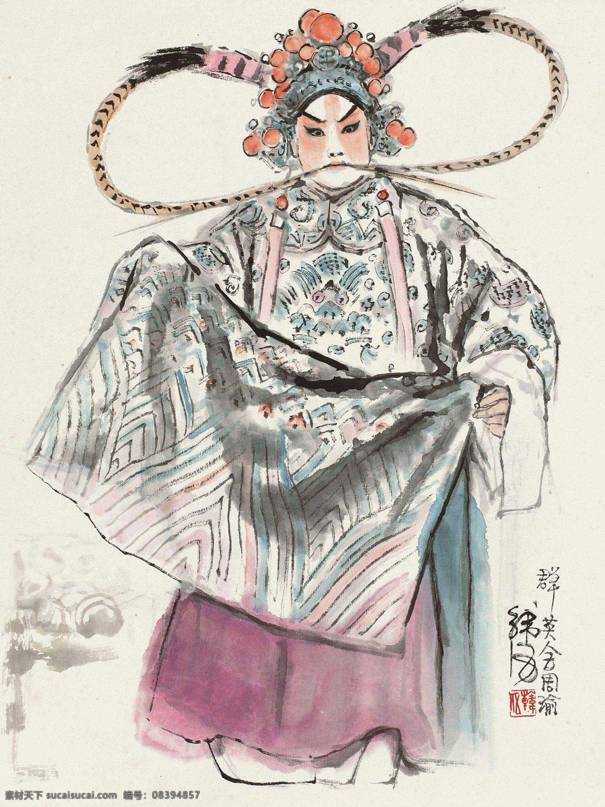 群英会周瑜 国画 韩伍 周瑜 三国 戏剧 戏剧人物 人物 绘画书法 文化艺术