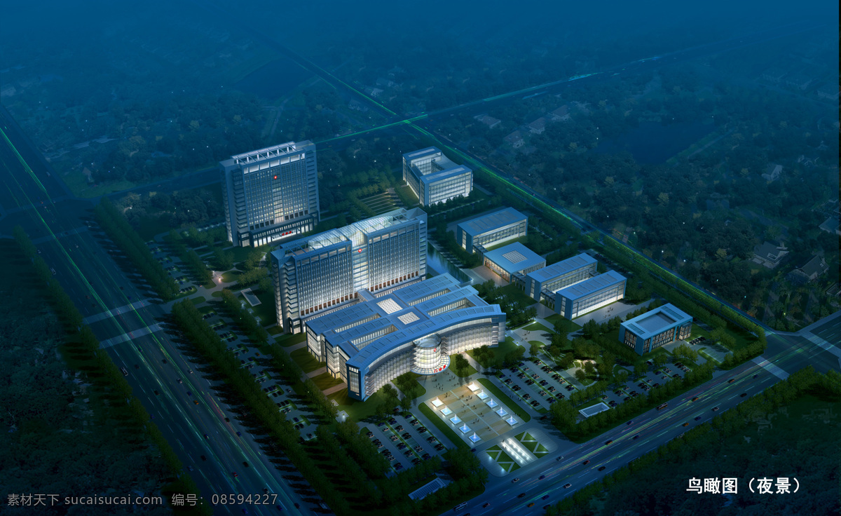 鄄城县 人民 医院 鸟瞰 效果图 建筑 夜景 建筑设计 环境设计