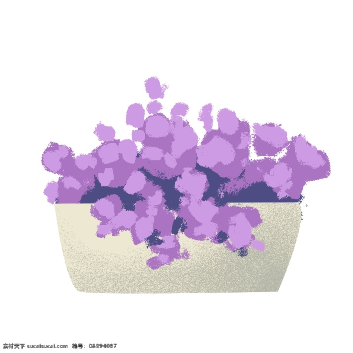 紫色 盆栽 水彩 花朵 植物 绘画 插画元素 设计元素 卡通 彩色 简约 小清新 精致
