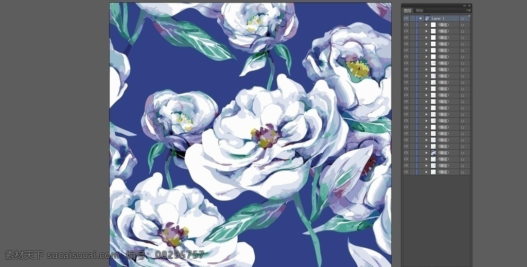 唯美 手绘 花卉 碎花 绿色 枝叶 彩绘 涂 唯美手绘 花卉碎花 绿色枝叶 彩绘涂鸦风格 无限循环 无缝拼接 矢量图案设计 底纹边框 花边花纹