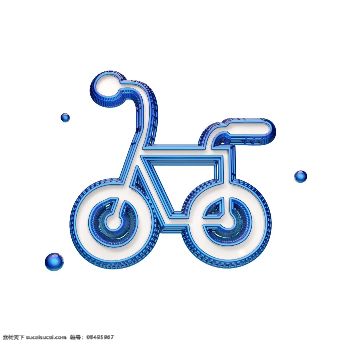 蓝色 立体 自行车 图标
