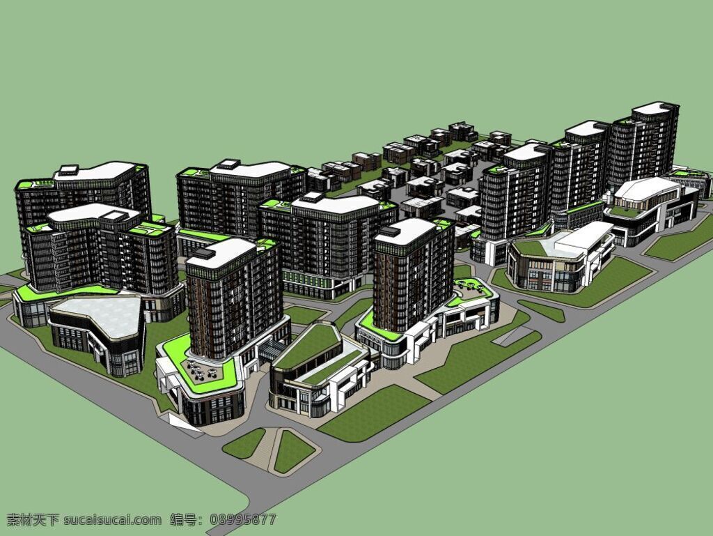 商务中心建筑 外观 建筑 商务中心 高楼 skp 灰色