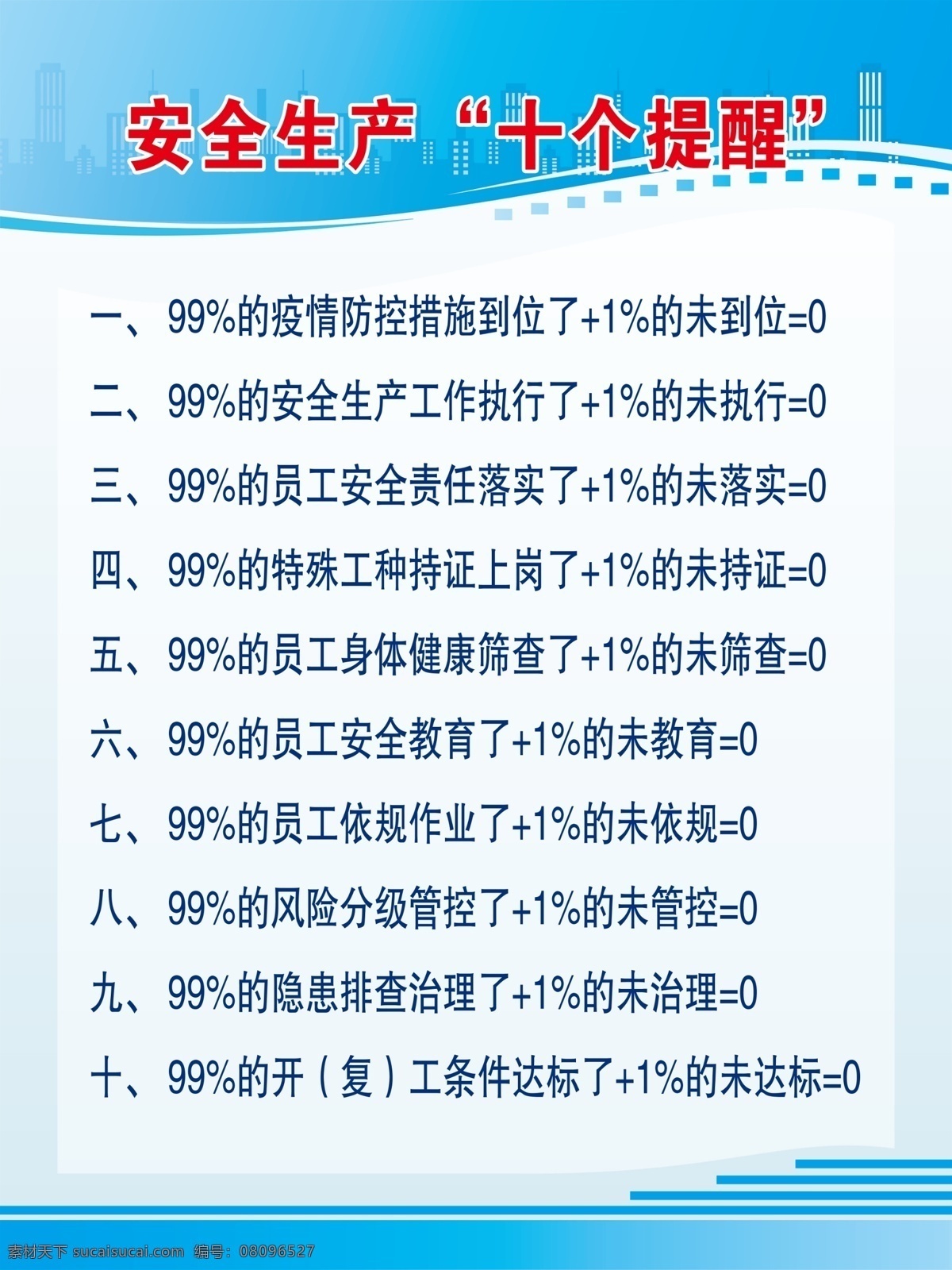 安全生产 十 提醒 安全 十个 十个提醒 防疫展板 海报 展板模板