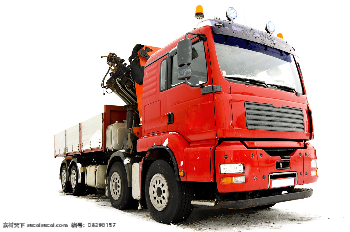 大货车 货车 卡车 红色 重卡 车头 白底 建筑 现代科技 交通工具