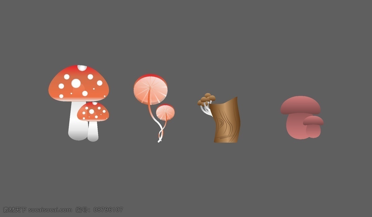 矢量蘑菇设计 蘑菇 装饰 3d质感 可爱
