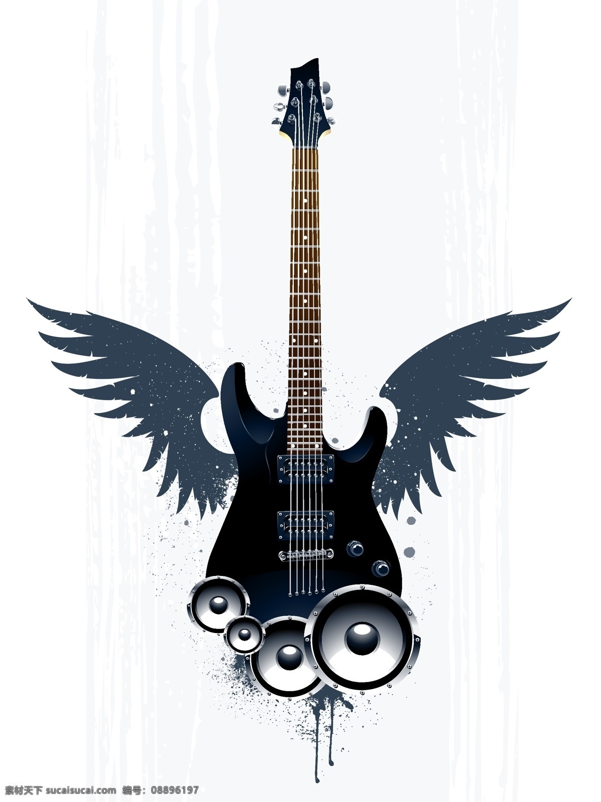 吉他 音响 矢量图 麦克风 翅膀 双翼 吉他乐器 摇滚音乐 音乐海报 影音娱乐 生活百科 矢量素材 白色