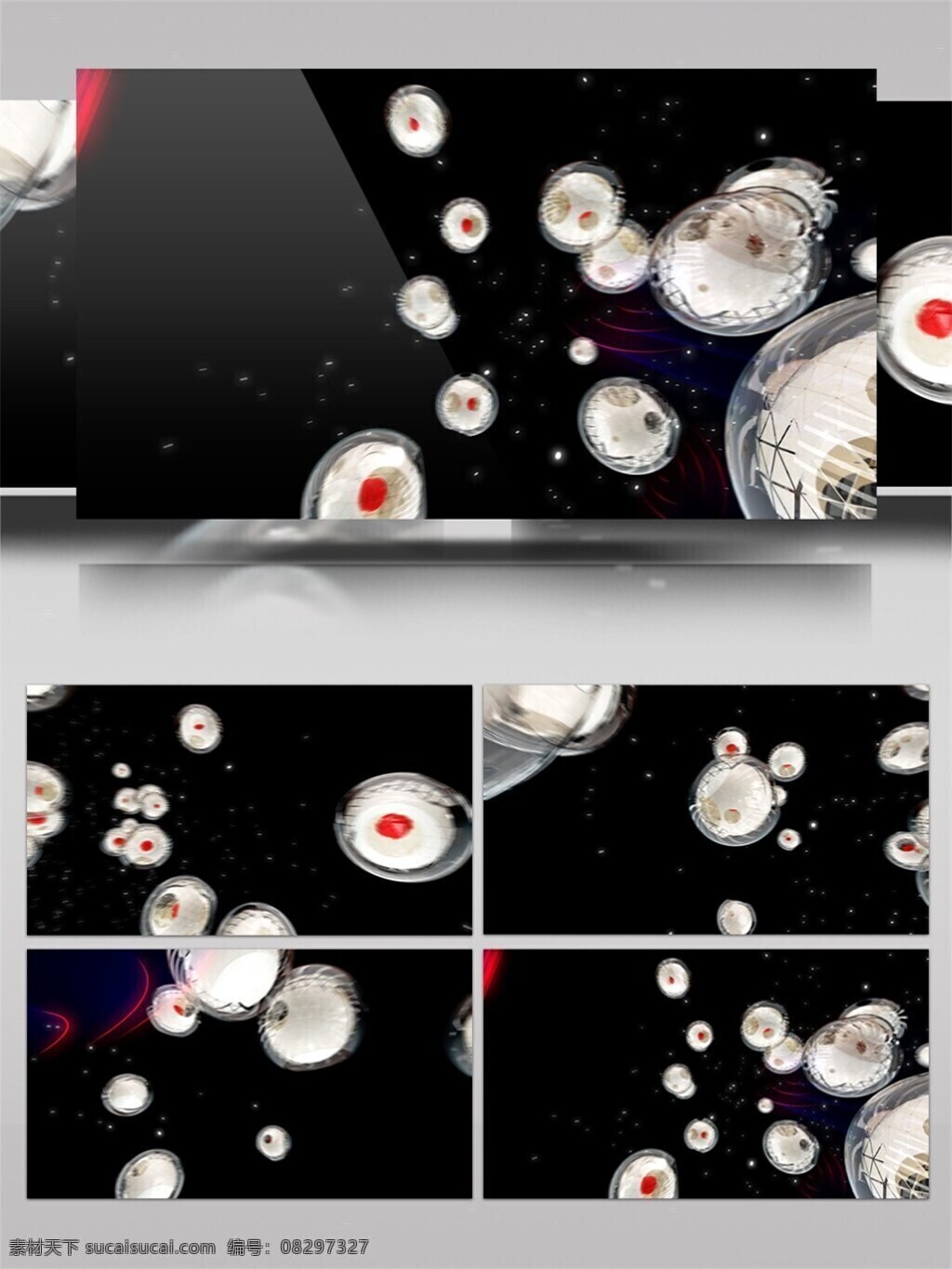 白色 圆球 相互作用 视频 引力 悬浮 科技感 背景 视频素材 动态视频素材