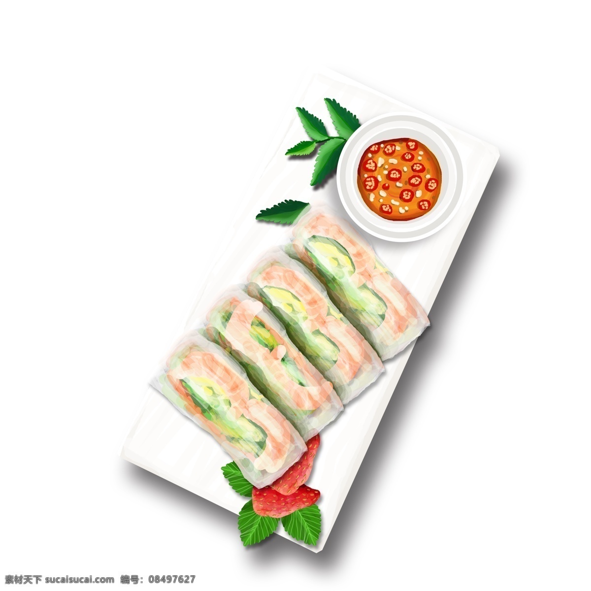 美味 寿司 图案 元素 美食 餐饮图案 辣椒 绿叶 草莓 元素装饰 装饰图案 创意元素 手绘元素 psd元素 生物静物