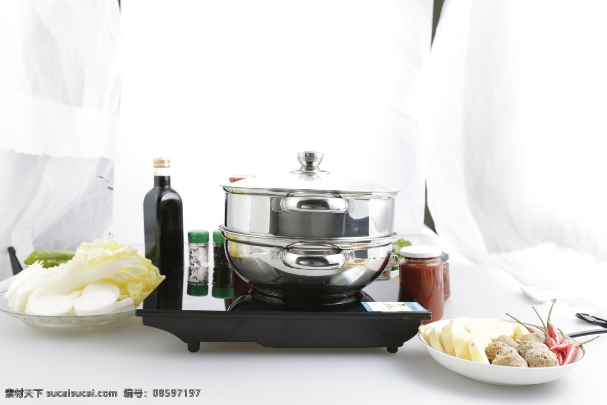 厨具 餐具厨具 餐饮美食 厨房 蔬菜 电磁锅 酱料 装饰素材 室内设计