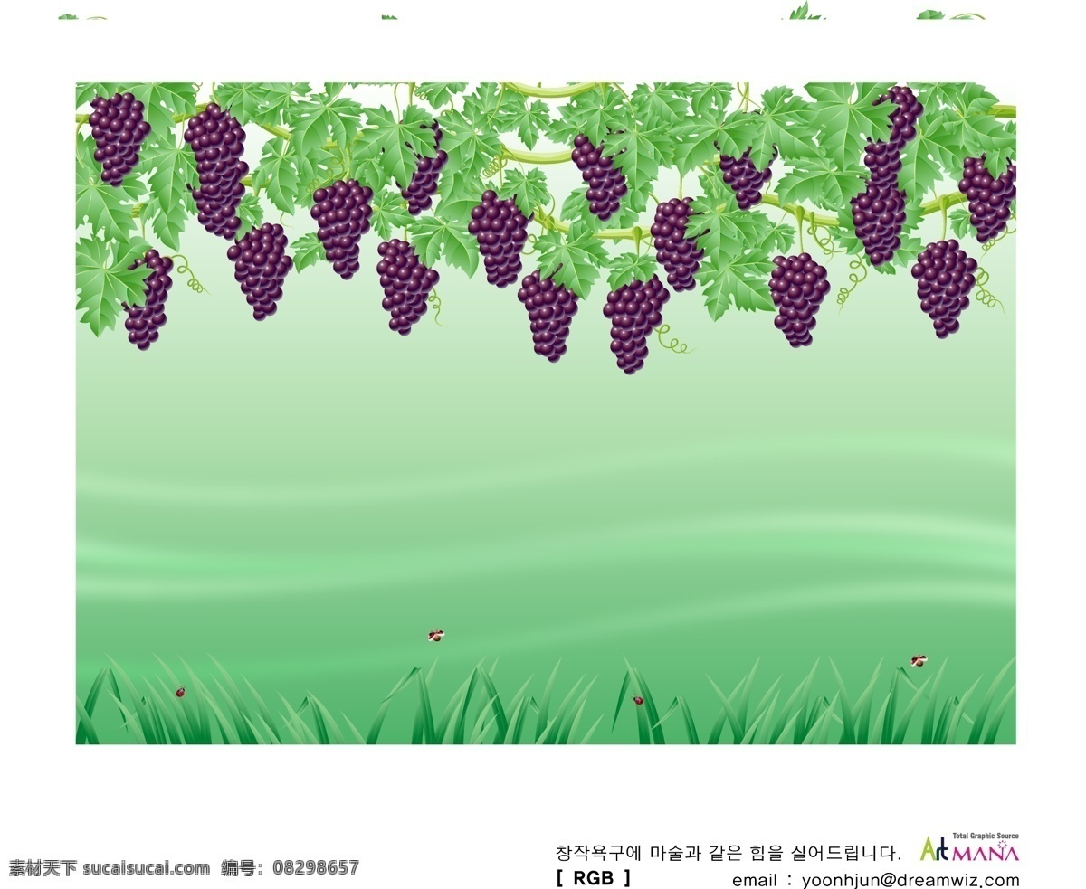 绿色 清新 葡萄藤 背景 矢量 绿色背景 葡萄 矢量图 矢量植物 小草 诱人 其他矢量图