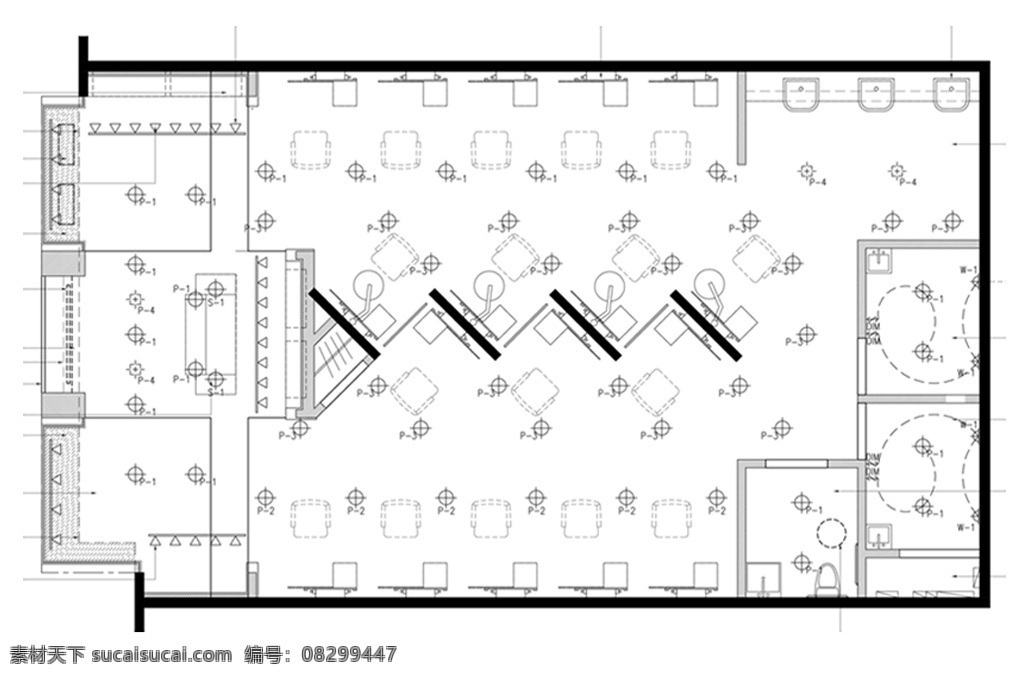 美容美发 店面 cad 平面 方案 规划 cad平面图 室内设计 工装平面图 理发店 美容店 平面方案规划