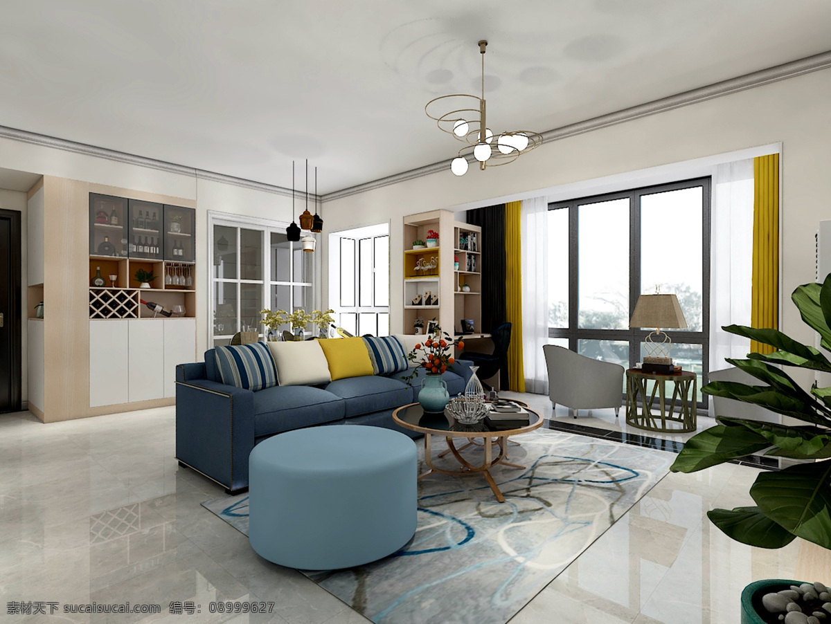 现代客厅 现代 客厅 简约 沙发 北欧 3d设计 3d作品