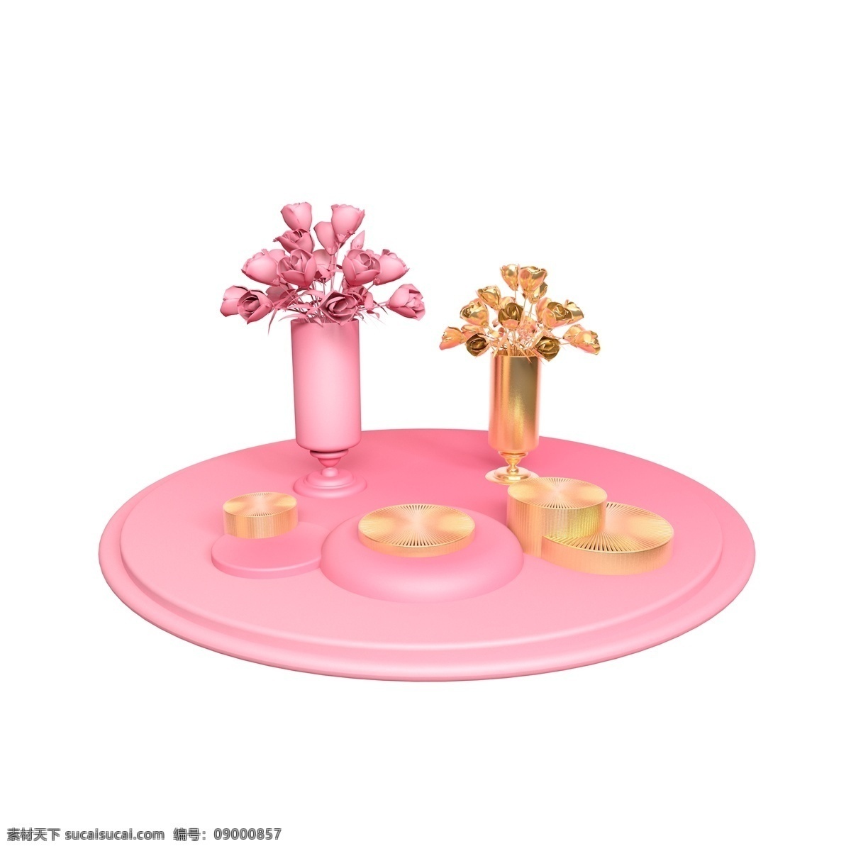 桌摆花瓶舞台 立体 粉色 桌摆