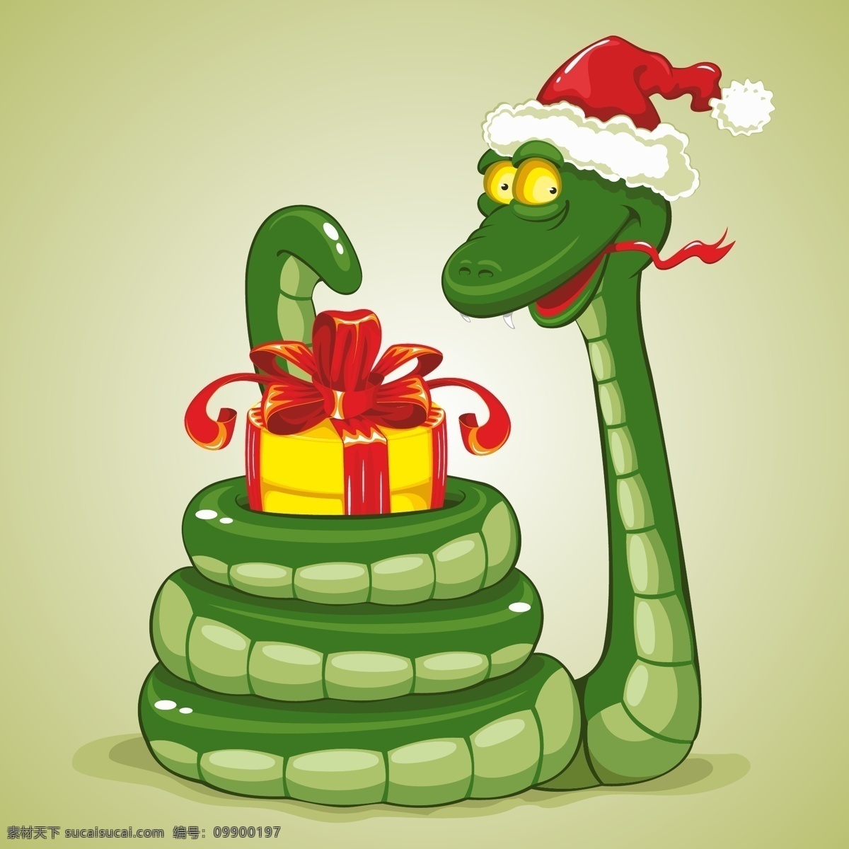 卡通 蛇 矢量 可爱 动物 圣诞帽 礼盒 红果 矢量图 设计素材 eps格式 2013 新年 春节 蛇年