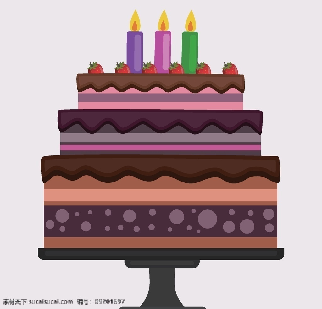 生日蛋糕 蛋糕 甜点 矢量设计图 糕点