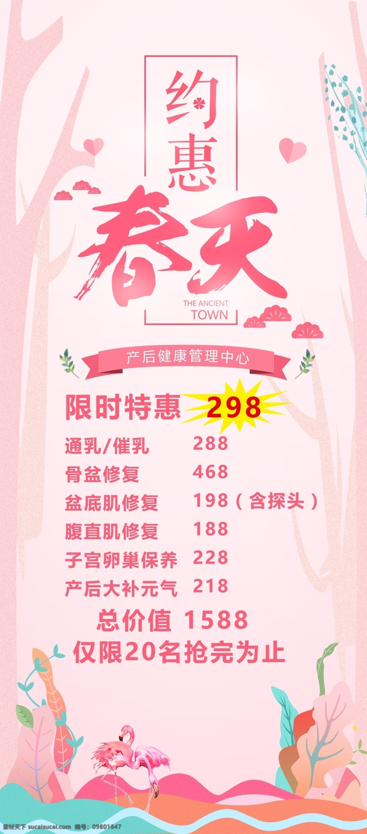 约惠春天 美容 展架 门型展架 x展架 易拉宝 海报架 广告画 促销海报 海报 活动海报 挂画 卷轴画面 美容养生