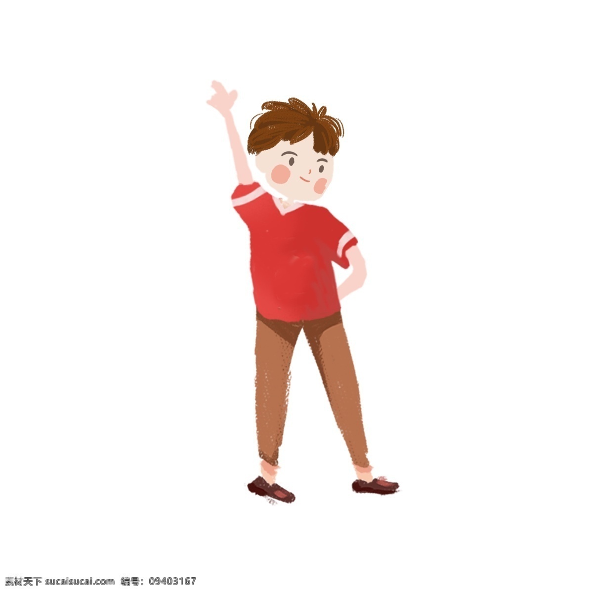 卡通 手绘 举手 男孩 可爱 小男孩 创意设计 比手势