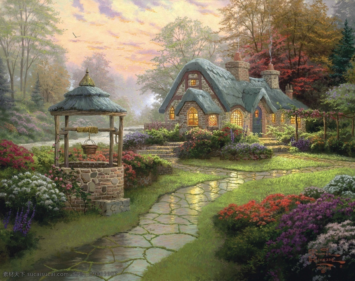 美丽 田园 油画 风景 装饰画 托马斯风景 装饰素材