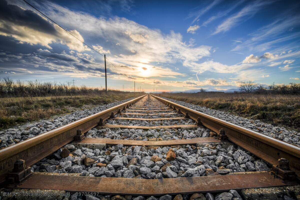 铁轨 枕木 道砟 石子 碎石 铁路系统 轨道交通 现代科技 交通工具