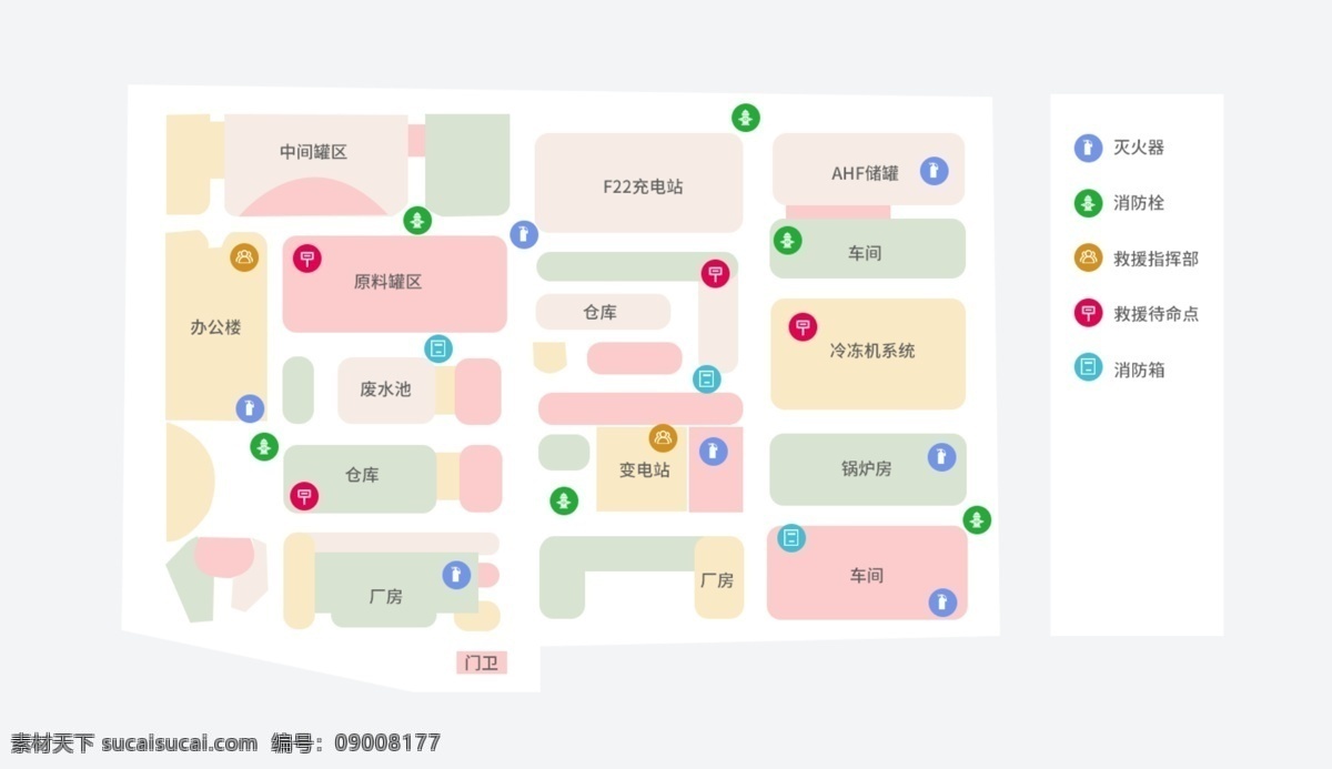 暖 色系 区域 分布图 厂区平面图 小清新 简洁 大方 暖色系