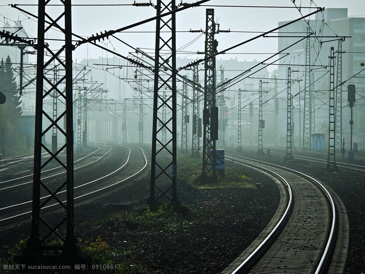 城市轨道交通 铁路 似乎 铁轨 轨道交通 雾 黑色