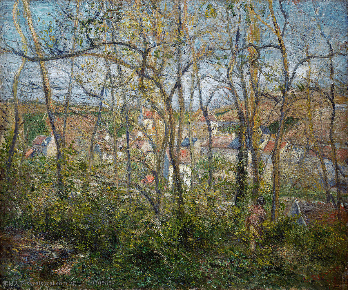 毕沙罗 冬宫 森林 景观 油画 印象派 树林 色彩 高清油画 绘画书法 文化艺术