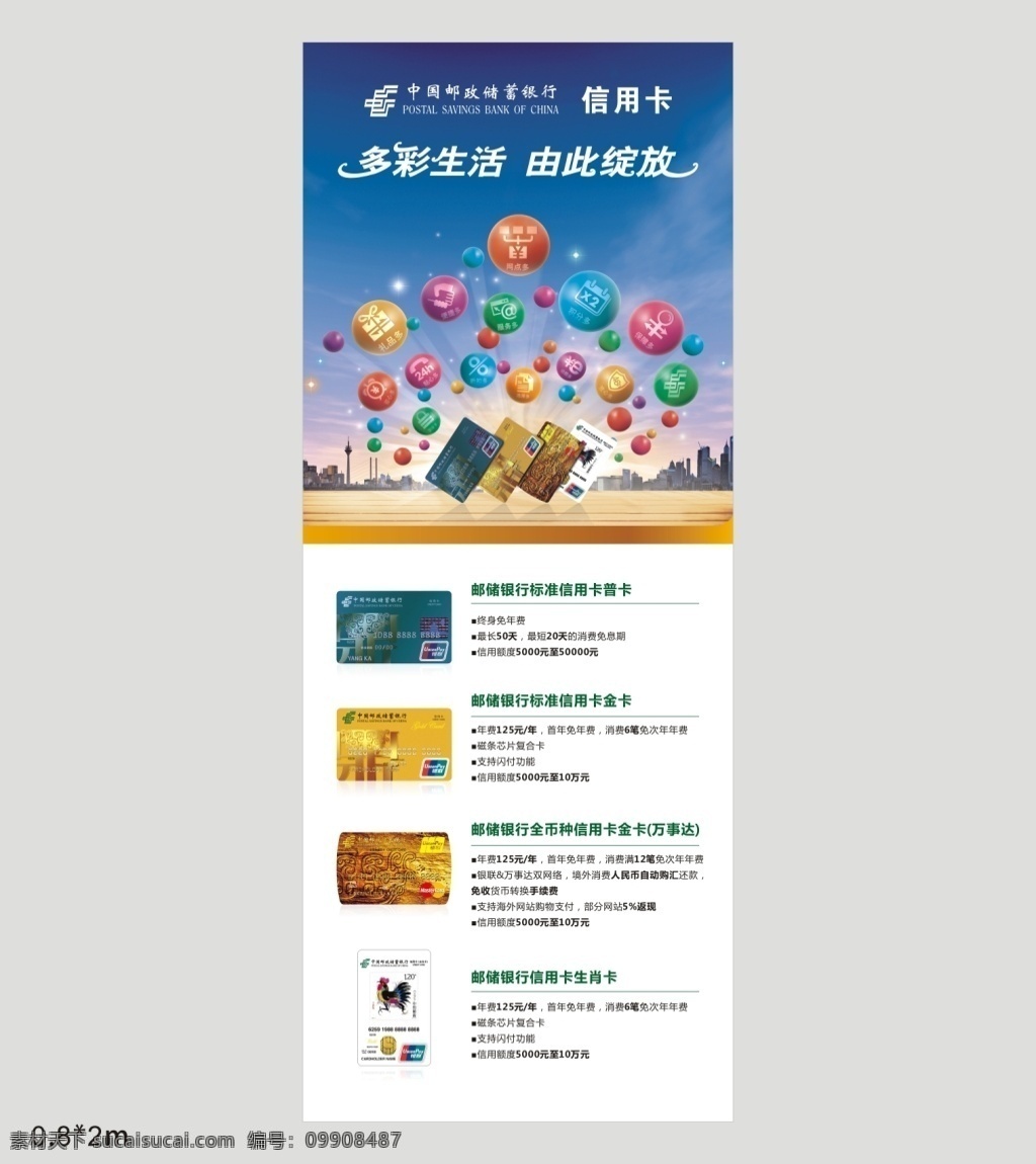邮政储蓄 银行 信用卡 介绍 展架 中国 信用卡介绍 金卡 普卡 生肖卡