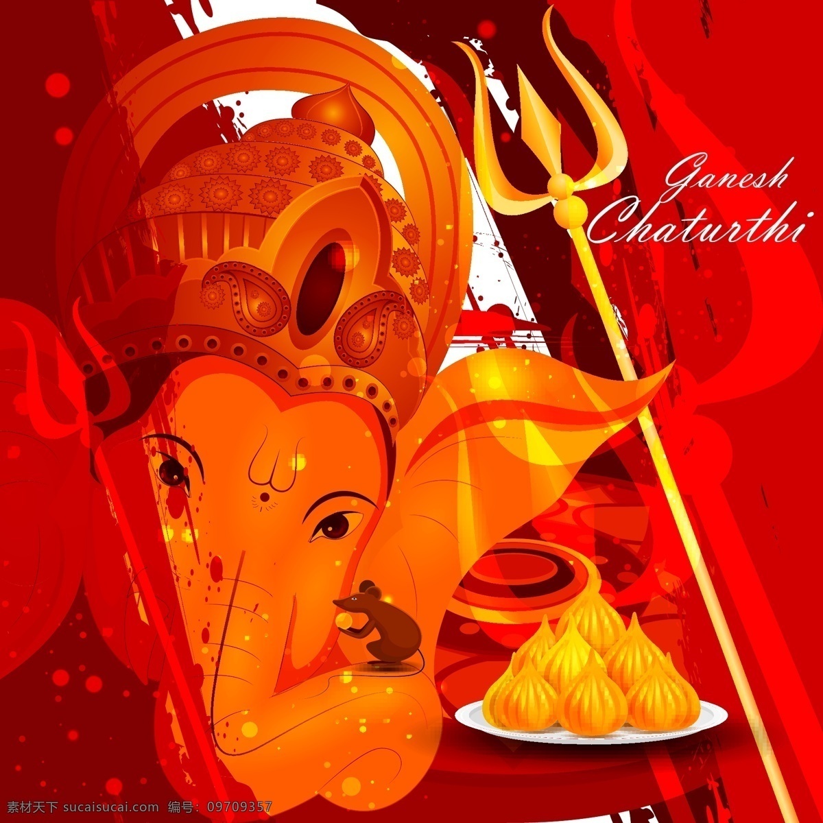 卡通 象 头 神 插画 迦尼萨 象头神 印度神像 印度教主题 宗教文化 其它节 节日素材 矢量素材