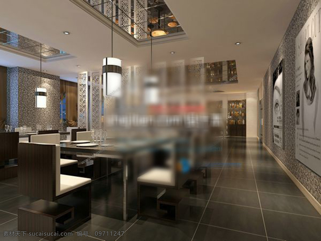餐厅 3d 模型 3d模型下载 3dmax 现代风格模型 欧式风格 复古 经典风格