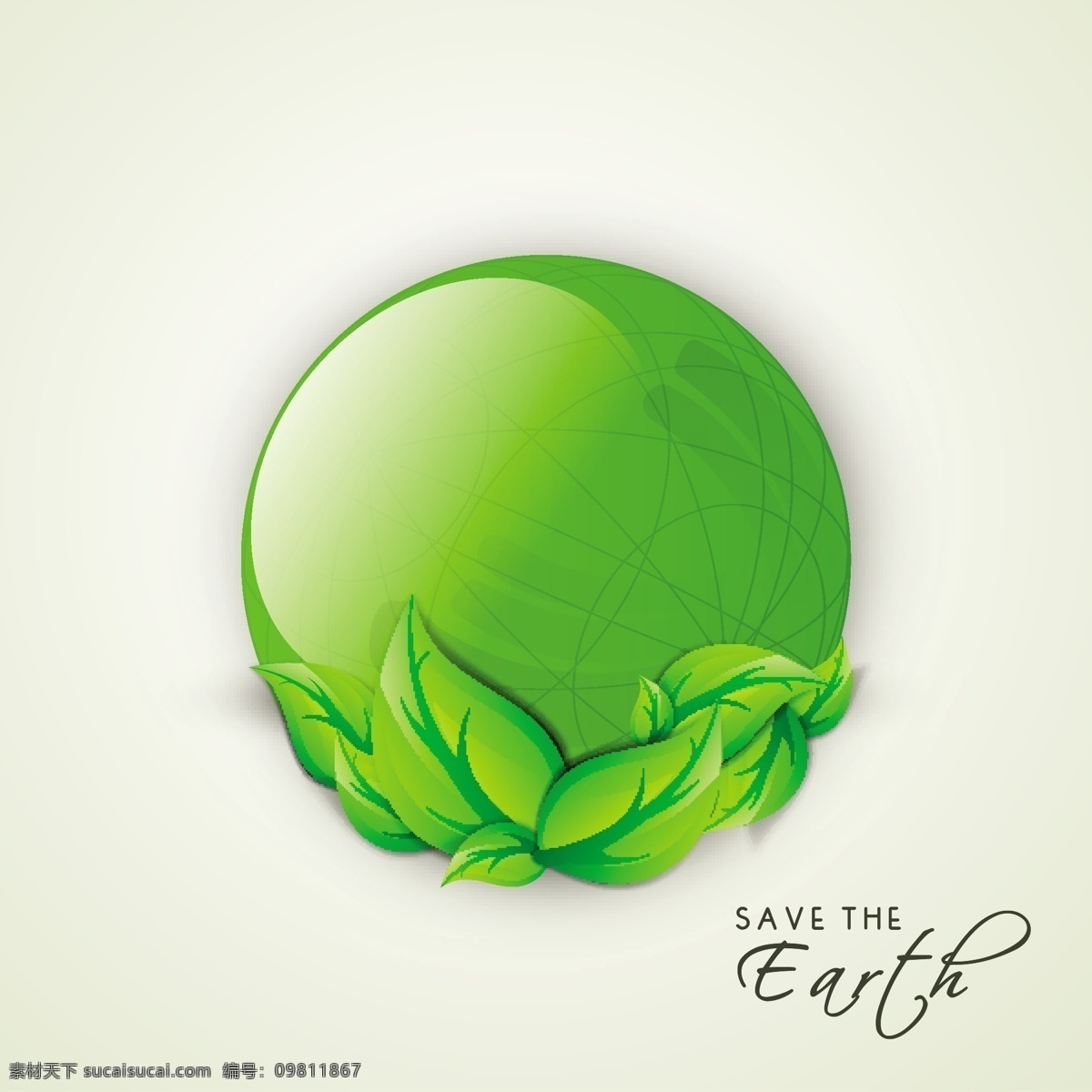 摘要 自然 背景 绿色 叶子 文本 拯救 地球 矢量图 其他矢量图