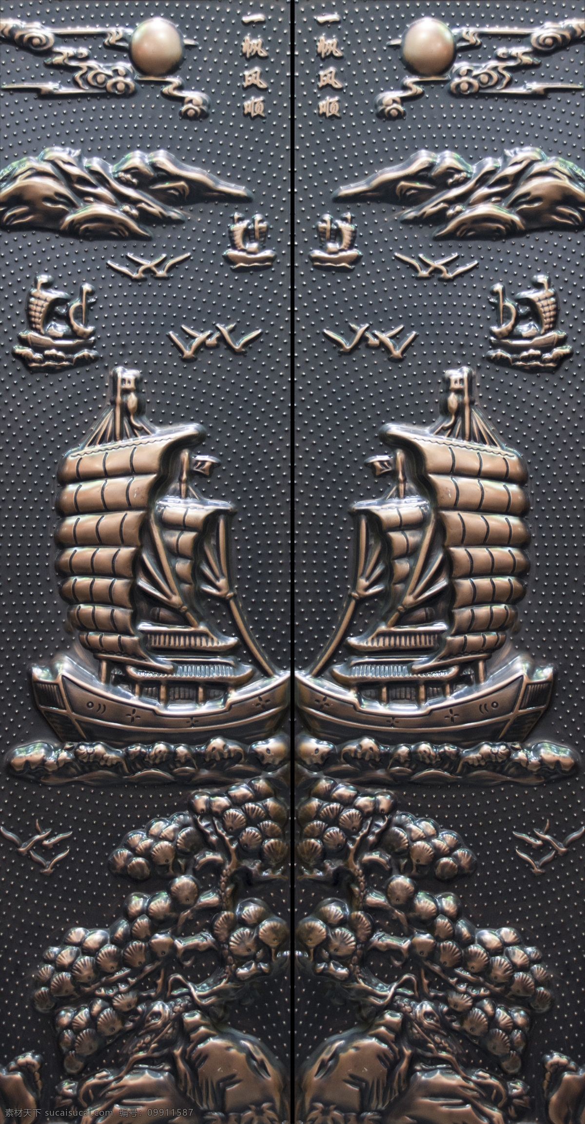帆船 一帆风顺 青铜 对门 左右 标志图标 其他图标