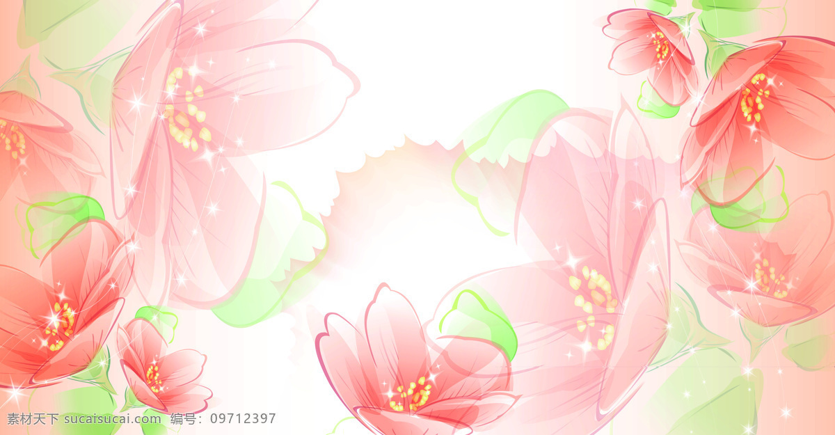 色彩斑斓 装饰画 粉色 绿色 花朵 花卉