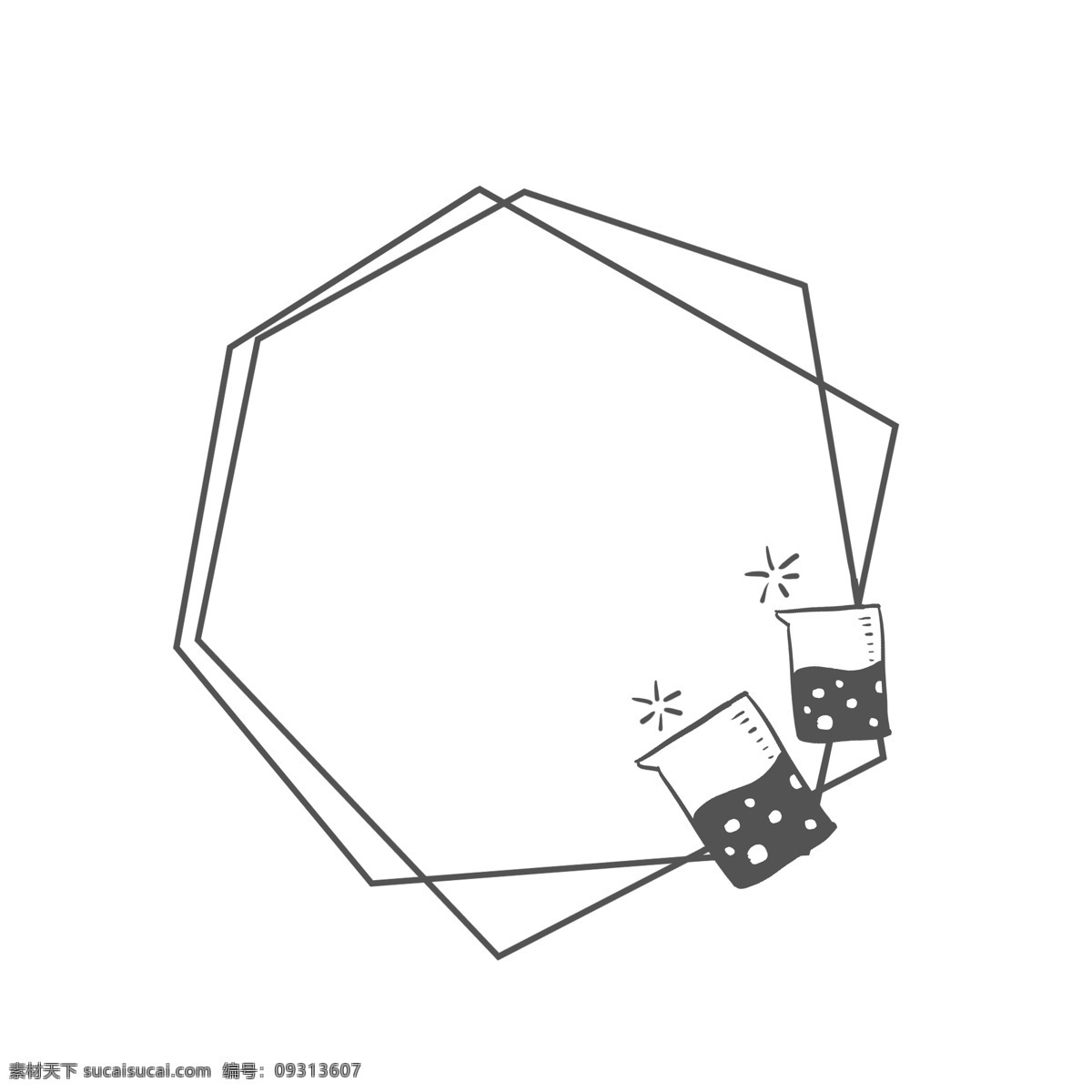 六边形 装饰 立体 边框 线条 简约 创意边框 相框 立体边框插画 简约立体边框