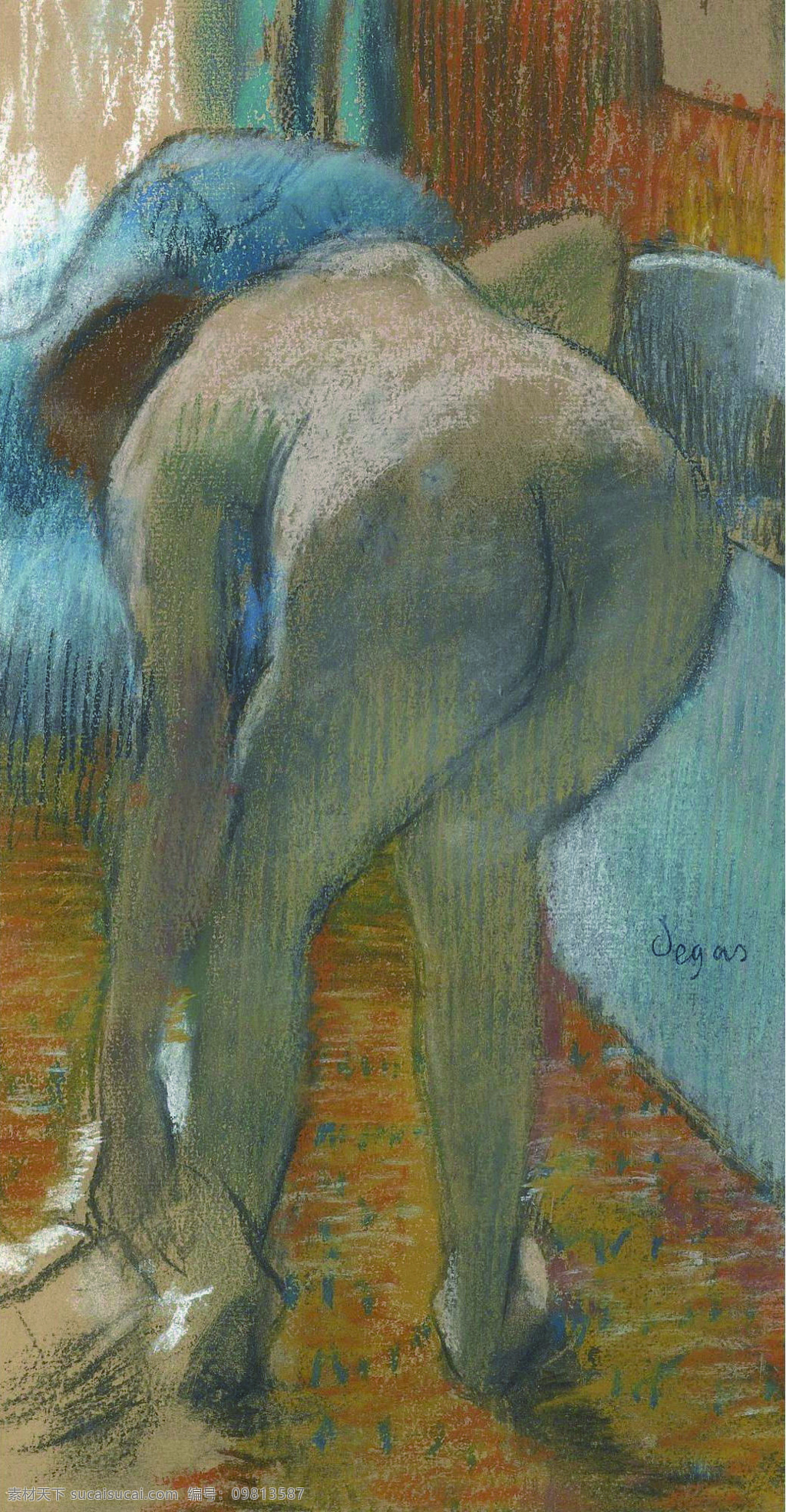 degas 印象派 油画 装饰画 法国 画家 埃德加 bath taking edgar 德加 人物 家居装饰素材