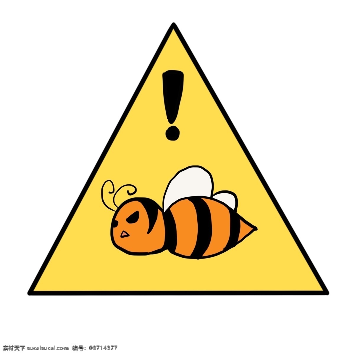 蜜蜂 出没 警示牌 插画 三角形警示牌 金色的警示牌 漂亮的警示牌 创意警示牌 立体警示牌 安全警示牌