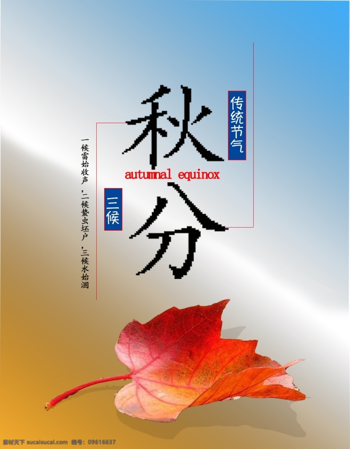 秋分节气海报 秋分 传统节气 金秋 枫叶 落叶 天空 大地 节日 简易 颜色 商场 宣传