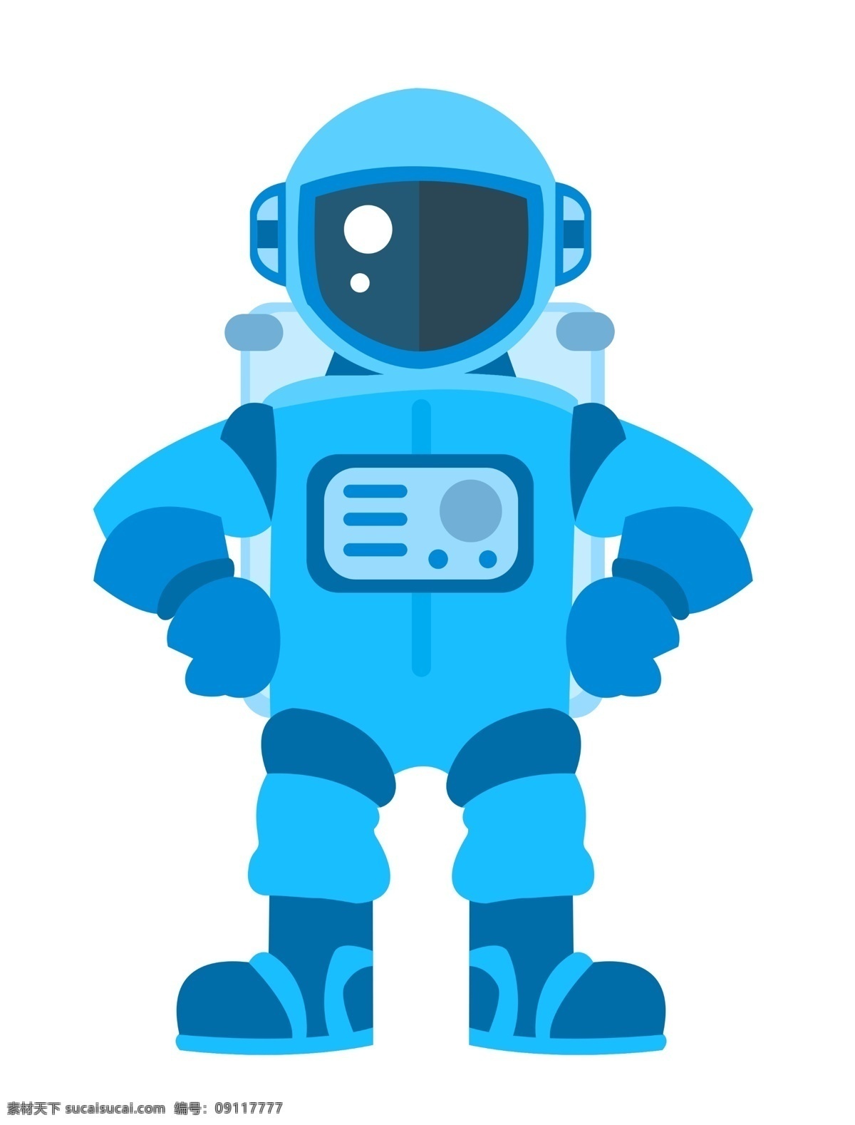 蓝色 科技 机器人 插画 太空机器人 飞行机器人 机器 科学研究 宇航员 星空插画