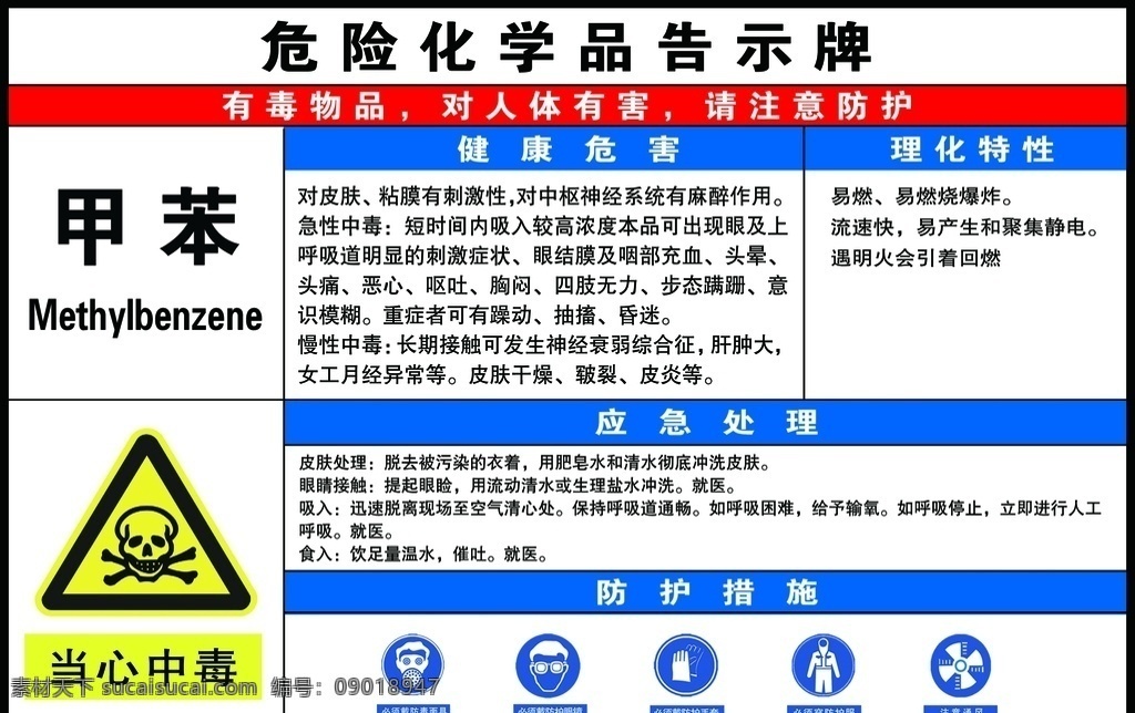 甲苯 化学 警示牌 危险 健康 分层