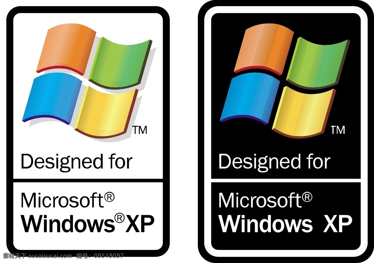 微软 windows xp xp的标志 标识为免费 psd源文件 logo设计