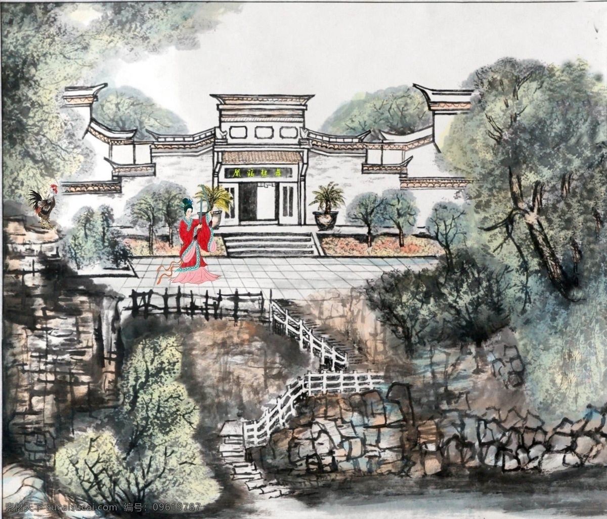 闻 鸡 舞图片 鸡打鸣 美女 起舞 舞剑 乡村 山水 人物图库