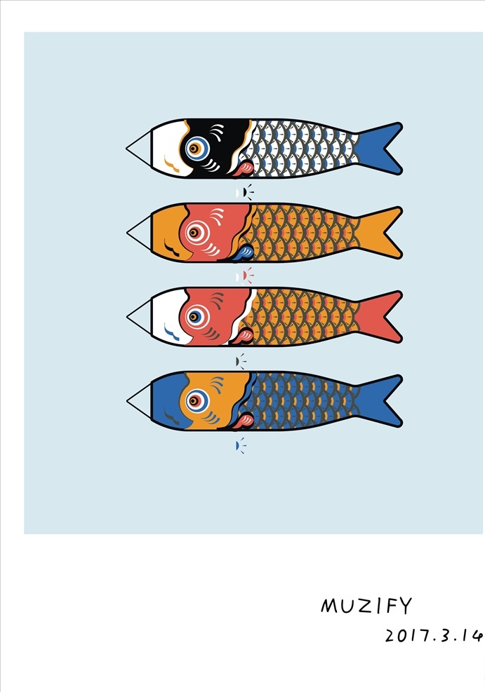 日式鱼旗 鱼形图案设计 日式图案 卡通图案设计 旗 卡通图案 卡通设计